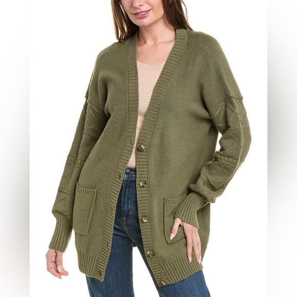 Cabi Trinity Stitch Cardigan Olive Green - Picture 1 of 7